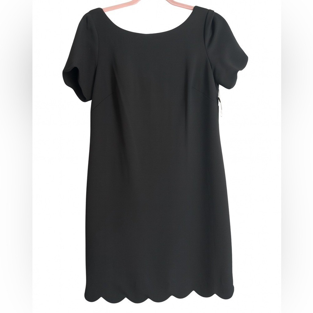 Anne Klein Black Scallop Hem Shift Dress Size 8 NWT Office Cocktail MSRP $129